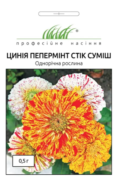 Насіння квітів Цинія елегантна Пепермінт стік суміш 0